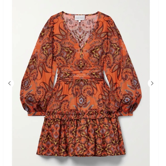 ✨ SALE✨ Spring Cara Cara Harper Mini Dress - Nectarine Vintage Paisley Causal - Picture 4 of 9